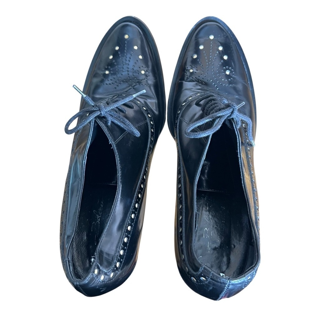 Bolero Dettagli Di Moda Bespoke Wingtip Brogue Oxford Granny Heels Sz 41 (10 US) - Picture 12 of 13